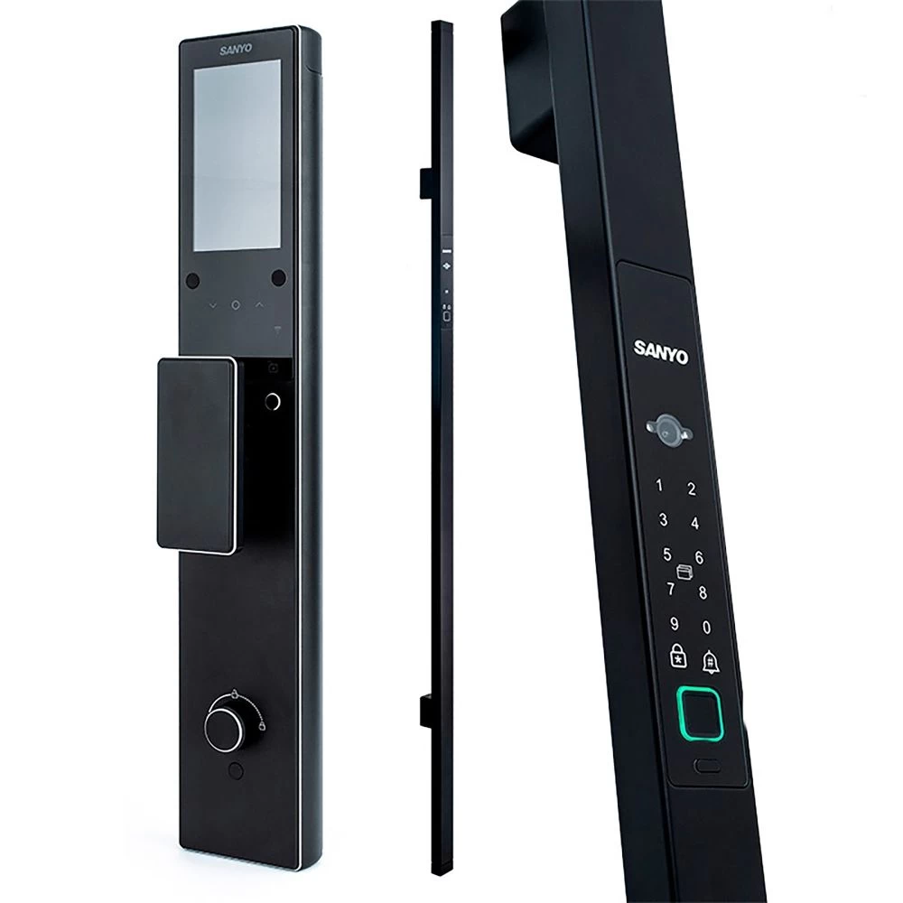 Фото Электронный замок Sanyo D501 Tuya DM70 с WiFi, ручка скоба 1800 мм, черный