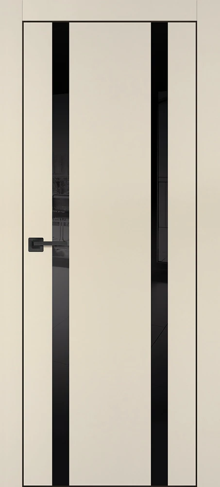 Фото Межкомнатная дверь PX-9  черная кромка с 4-х ст. Бежевый матовый