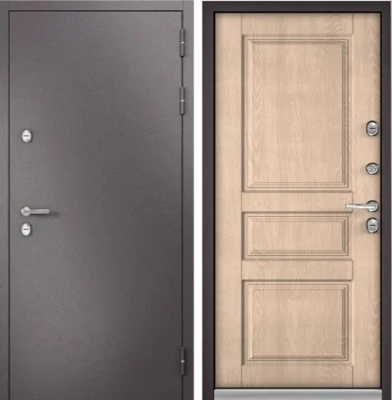 Дверь Бульдорс TERMO STANDART MP БУКЛЕ шоколад/ Дуб крем 10TD-2