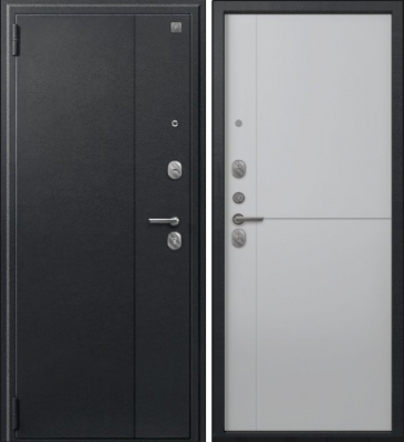 Дверь A-05 черный сатин - бетон светлый