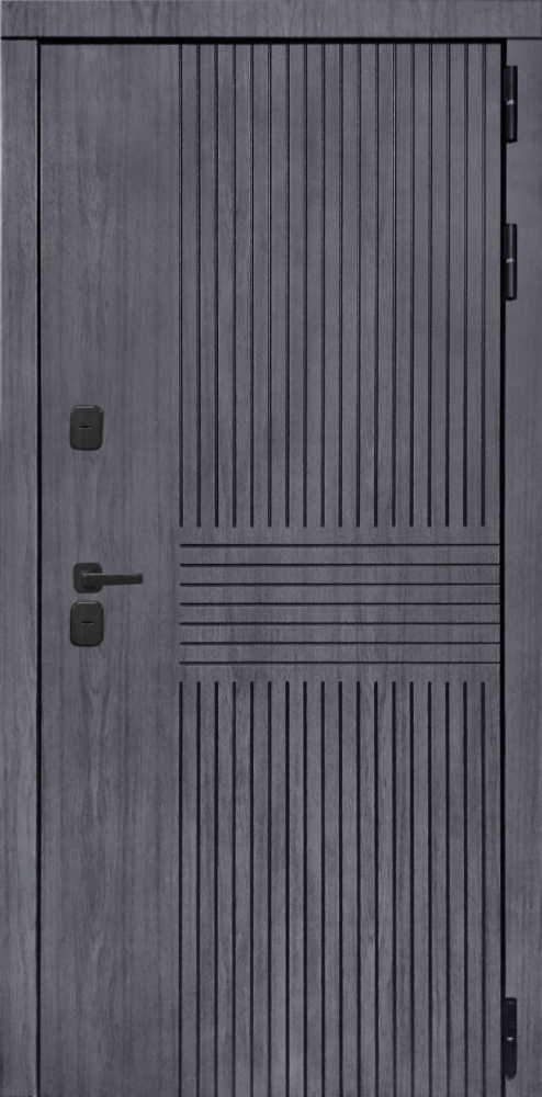 Входная дверь ДвериПРО Берген Алиса (16мм, ПВХ софт грей, зеркало) DPRO195341 внешняя сторона