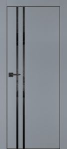 Межкомнатная дверь PX-11  черная кромка с 4-х ст. Серый матовый